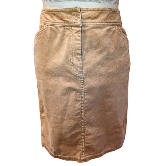 J. Crew Cotton Corduroy Pencil Skirt Side Slit Stretch Tan Size 4 - Picture 1 of 4